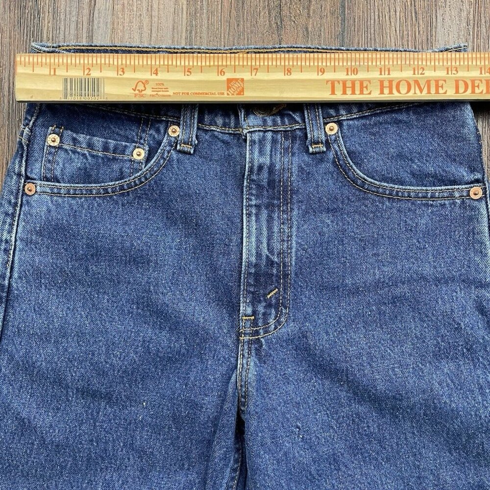 Vtg Levis 505 Denim Blue Jeans Recycled Refashion Beaded Fringe Cuffs Size 28x36 - Picture 6 of 10